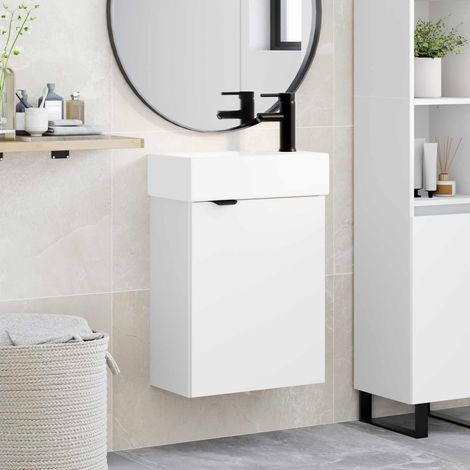 vidaXL Mobile bagno con rubinetto Bianco 45,5 x 22,5 x 84 cm