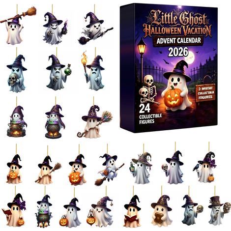 Halloween-Adventskalender – Überraschungsbox – 24-Tage-Countdown – Flacher Acryl-Anhänger