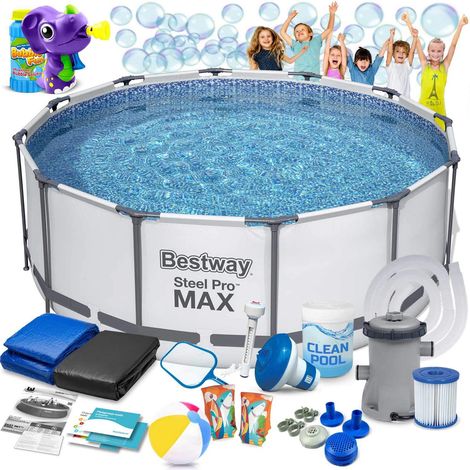 Piscine tubulaire avec pompe 427 x 84 cm, ensemble 17 en 1