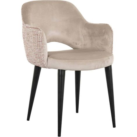 Chaise élégante en velours kaki - Beige rosé (1/5)