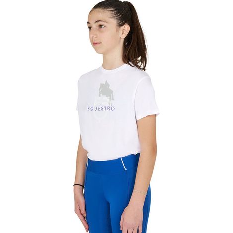 12 anni, Bianco: T-shirt per bambini unisex slim fit in cotone a manica corta con stampa a contrasto (1/4)