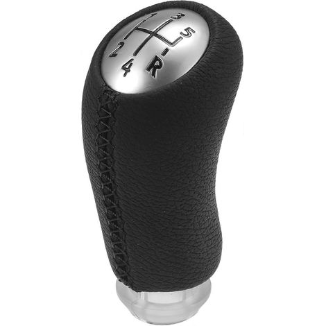 Pommeau de levier de vitesses manuel 5 rapports pour Renault Clio III (2005-2009) / Levier de vitesses avant en similicuir résistant / 1 pièce, noir (1/4)