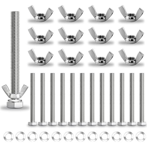 36 Pièces Écrou Papillon M5 50MM Boulons Hexagonaux Acier écrous rondelles Plates Pour Meubles, Automobile Et Machinerie (1/5)