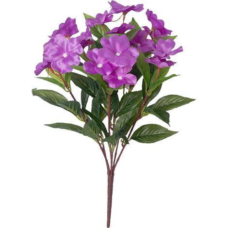 4 Stücke, künstliche Blumen, künstliche impatiens, geeignet für indoor und Outdoor Topfpflanzen, Höfe, Gärten, hängenden Körbe, Veranda Dekoration (lila)