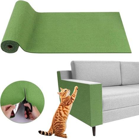Tapis à griffer pour chat, griffoir adhésif découpable, protection pour meubles, convient pour la fabrication d'arbres à chat (vert, 40 x 100cm) (1/5)