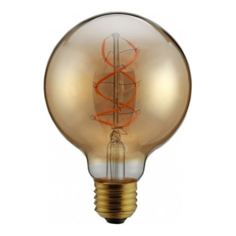 Ampoule LED globe à filament ondulé déco - Xxcell - E27 - 5 W - 380 lm - 2100 K - D. 125 mm - Ambrée (1/5)