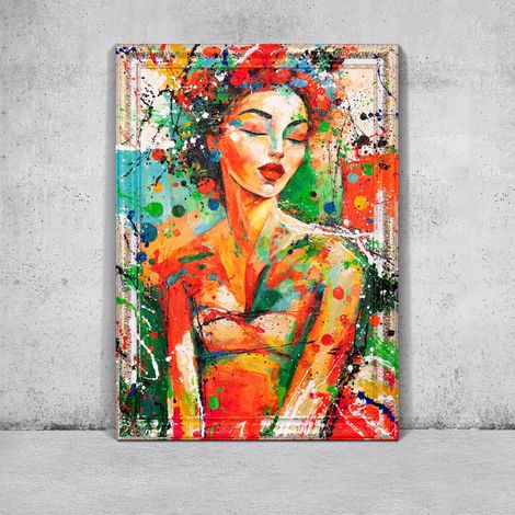 Gemälde Farbe ihres Traums Rahmen Weiß 120x80 cm (1/5)