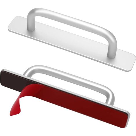 Poignée de porte, poignée de tiroir, ensemble de 2 pièces, ruban adhésif double face, interrupteur auxiliaire en alliage d'aluminium, bricolage fenêtre / porte moustiquaire / tiroir / armoire / facile (1/4)