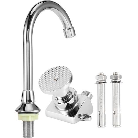 Ensemble de robinetterie de lavabo sur pied en cuivre fileté G1/2, actionnée au pied, adapté aux lieux publics tels que les hôpitaux, les laboratoires médicaux et les écoles. (1/5)