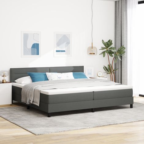 Box Spring Bed with Headboard Dark grey 200 x 200 cm Fabric vidaXL (1/5)