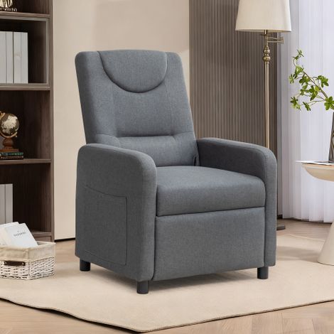 Poltrona reclinabile, poltrona TV, poltrona relax, poltrona reclinabile con funzione reclinabile, regolabile, grigio scuro (1/5)
