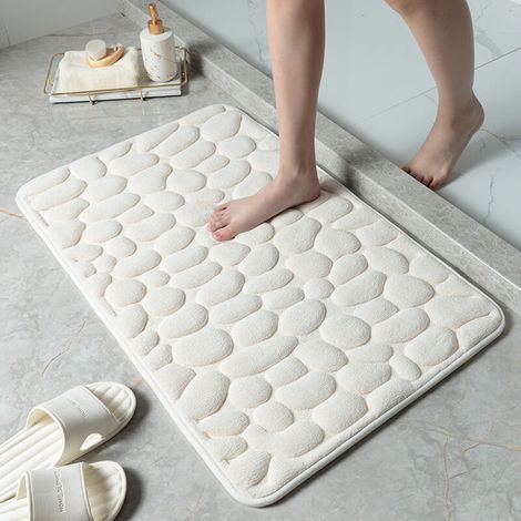 Linghhang – Tapis de bain absorbant antidérapant en fibre de polyester – Tissu polaire corail – Fond SBR antidérapant – 40 x 60 cm (1/4)