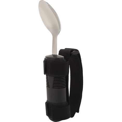 Ustensiles Adaptatifs, Cuillère En Acier Inoxydable Avec Poignées Antidérapantes Faciles à Prendre En Main, Fournitures Spéciales De Soutien Pour Handicap, Cuillère Avec Sangle Réglable Pour Trembleme (1/5)