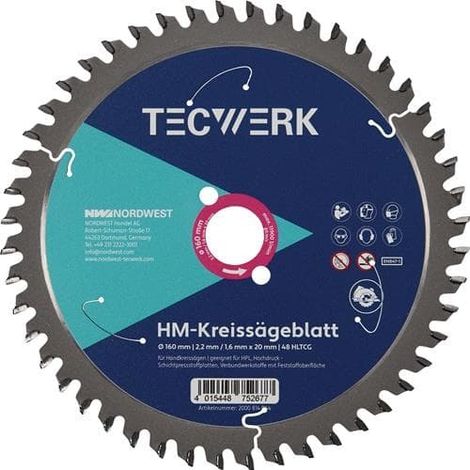 TECWERK Handkreissägeblatt AD 165mm Z.48 HLTCG Schnitt-B.2,6mm TECWERK (1/3)