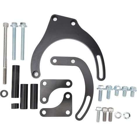 Ortviai Support de Pompe de Direction Assistée pour Moteurs Chevrolet BBC – Kit Robuste en Métal Noir, Compatible Pompe à Eau Longue