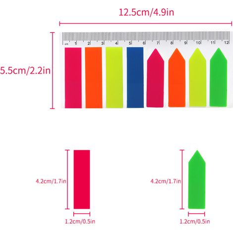 20 pfeilförmige, farbige, fluoreszierende Haftnotizen, beschreibbare Etiketten