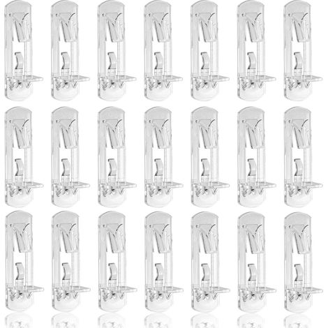 100 supports d'étagère verrouillables, supports d'étagère de 5 mm, clips d'étagère transparents, supports d'étagère en plastique, adaptés aux étagères.