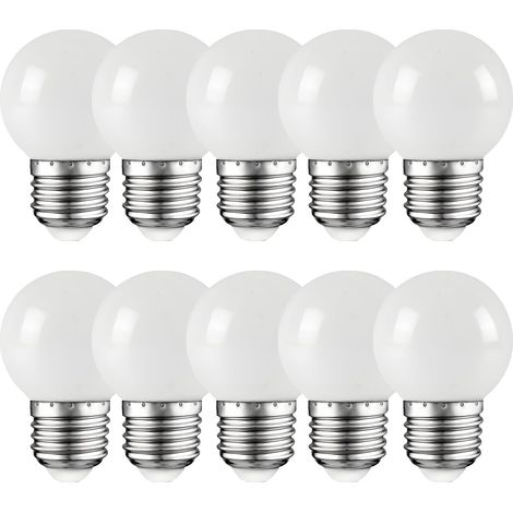 Ampoule LED E27 G45 - Lot de 10 - Verre Dépoli - Blanc Chaud 2700K - Éclairage Décoratif - Pour Intérieur Et Extérieur (1/5)