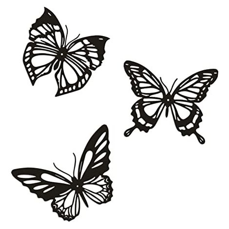 Ensemble de 3 décorations murales papillons en métal noir (1/5)