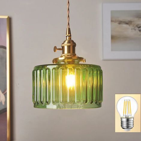 Lustre, applique vintage E27 avec chaîne réglable, salon, lumière chaude, convient pour chevet (avec ampoule) (1/5)