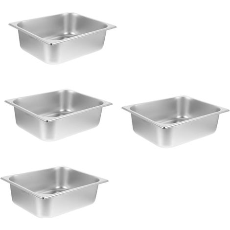Ensemble de 4 grands récipients alimentaires en acier inoxydable pour cuisines de buffet (1/5)
