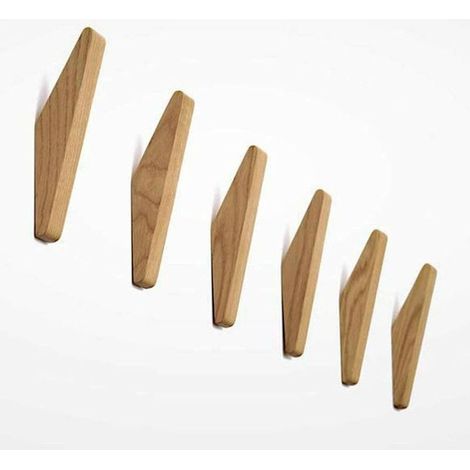 Lot de 6 patères en bois vintage, patères en bois, capacité de charge 5 kg, patères murales, patères multi-usages, patères clés (lot de 6) (1/5)