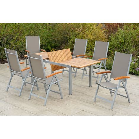 Naxos Set 7tlg 6 Sessel Tisch 150(200)x90cm