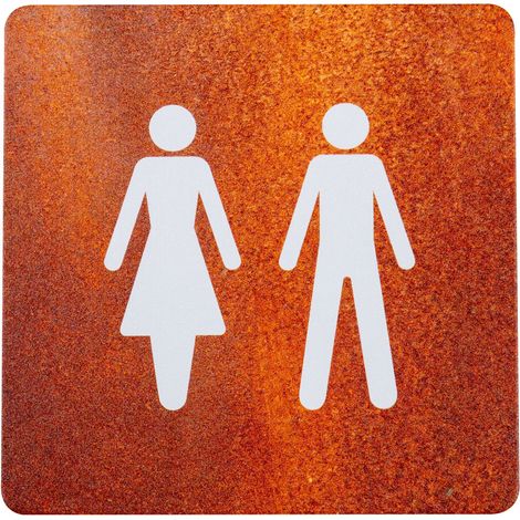 Plaque de porte alu effet rouille - Toilettes H/F - 4385242 (1/2)