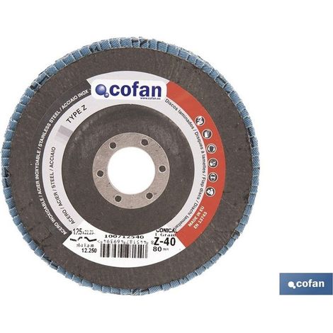 Disque professionnel laminé en zirconium de 125 mm, grain 40, pour acier inoxydable (1/4)