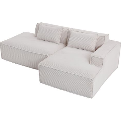 Canapé économique en tissu de 235 cm de large avec deux coussins + poche à ressorts - canapé moderne, simple et confortable, idéal pour les petits salons, appartements et bureaux