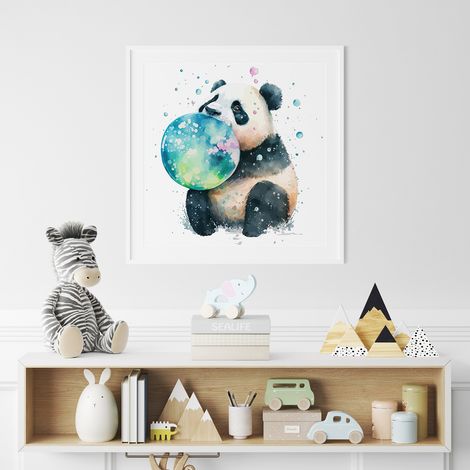 Poster / Affiche carrée Enfants - Panda bulle coloré - 50x50 cm (1/3)