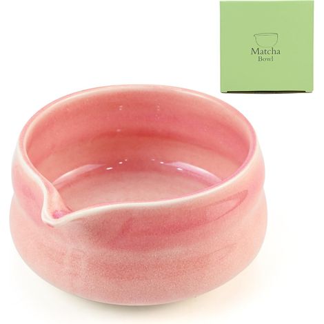 Bol à matcha en céramique avec bec verseur, bol mélangeur pour thé matcha avec boîte cadeau, aquarelle faite à la main, bol à thé pour cérémonie du thé et préparation de matcha pour bureau (1/5)