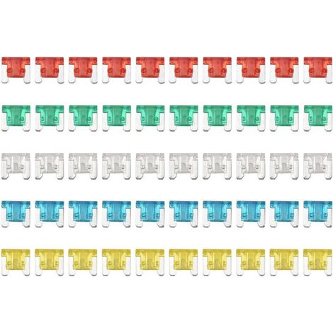 Adecuado para 50 fusibles de cuchilla mini ultrafinos y de bajo perfil, aplicables a sistemas automotrices, camiones y vehículos recreativos APS y ATT, kits de 10/15/20/25/30 amperios.