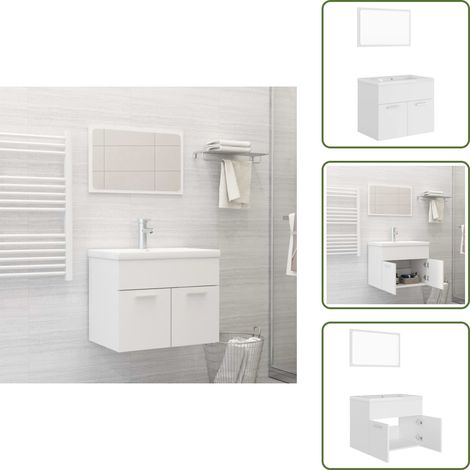 The Living Store Juego de muebles de baño madera de ingeniería blanco - Armario de lavabo