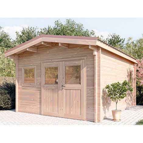 STUDIO DE JARDIN OYONNAX 20M² - BOIS DOUGLAS 55MM - PORTE & FENETRE BOIS - TOITURE ACIER (1/5)