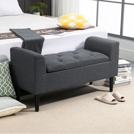 Panca contenitore imbottita 116 x 44 x 58 cm, grigio scuro, portata 130 kg DESVIAE (1/5)