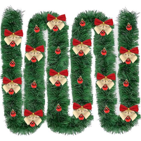 Guirlande Noel de 10M,Guirlande Sapin Artificiel Vert,Couronne Sapin Noël pour décoration Cheminée Porte Escalier (1/5)