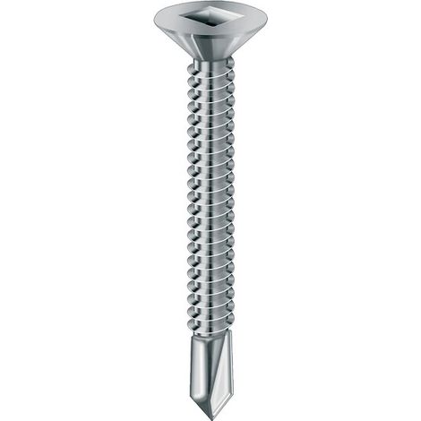 Vis autoperceuses tête fraisée empreinte carrée acier zingué blanc entièrement filetées, 4,8 x 25 en boîte de 250 pièces - VISWOOD