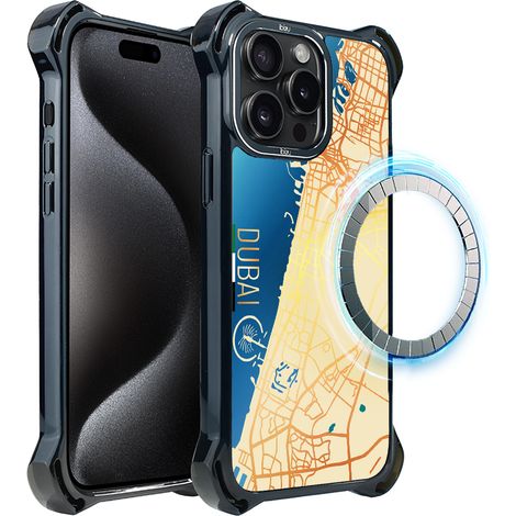 Hülle für iPhone 15 Pro Max ibizu DropGuard Ultra mit MagSafe, Weltkarten, Dubai (1/5)