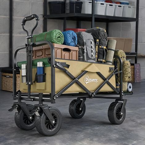 Remorque utilitaire khaki en acier Oxfordstoff 94 x 57 x 100 cm (1/5)