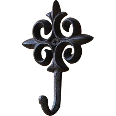 Lot de 2 crochets de suspension - Patère - Crochets vintage en fonte - Crochets muraux rustiques en métal - Crochets décoratifs noirs pour la maison et le jardin (1/5)
