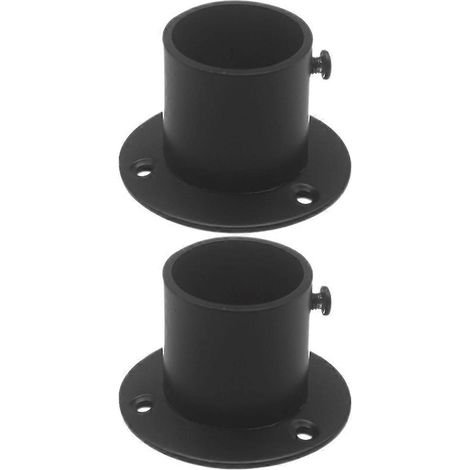 2 supports de tringle à rideaux en acier inoxydable pour penderie, base pratique pour tringle à rideau de douche, supports de tringle pour penderie-5.20X5.20X3.90CM-Black