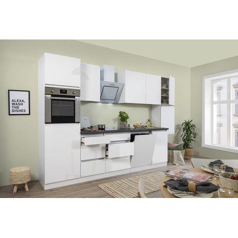 Cuisine Kitchenette Bloc cuisine sans poignée Blanc Lorena 330 cm Respekta (1/4)