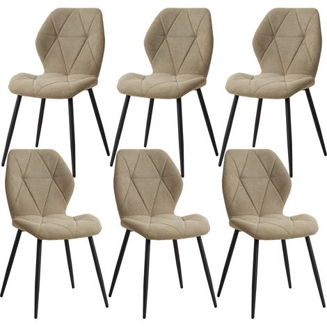 Wokaka Juego de 6 sillas - Silla de comedor vintage en forma de diamante - Silla de lino - Patas de metal (Verde) (1/5)