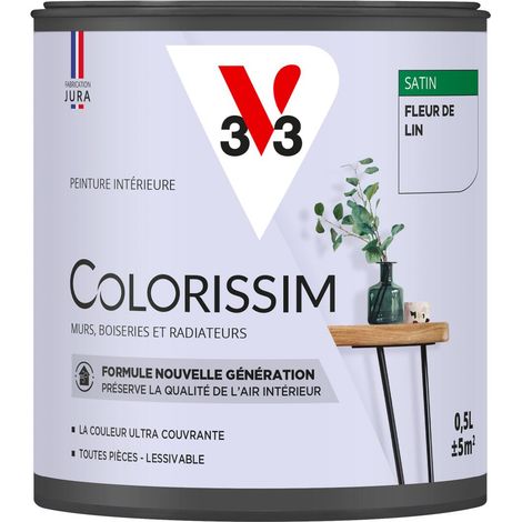 Peinture murale intérieure Colorissim® V33 Fleur de lin Satin 0,5L (1/5)