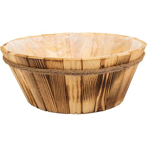 Cesto de madera y cuerda marrón d33x14 (1/5)