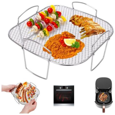 Accesorios para rejilla de freidora de aire, rejilla de acero inoxidable para asar y cocinar al vapor (3,5-5,8 cuartos de galón), rejilla deshidratadora para freidora de aire Ninja Power (1/4)