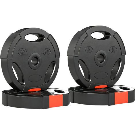 SPORTNOW Set  2 Dischi Pesi da 5 kg e 2 Dischi Pesi da 2.5 kg con 3 Fori Nero (1/5)