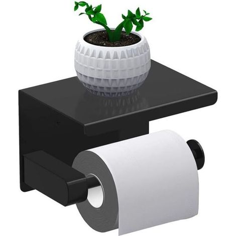Bardusch - Porte Papier Toilette, Support Papier Rouleau sans Percage Derouleur Papier WC,Distributeur Papier avec Tablette,Colle (1/4)