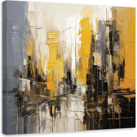 Quadro su tela, Città  astratta gialla - 30x30 (1/3)